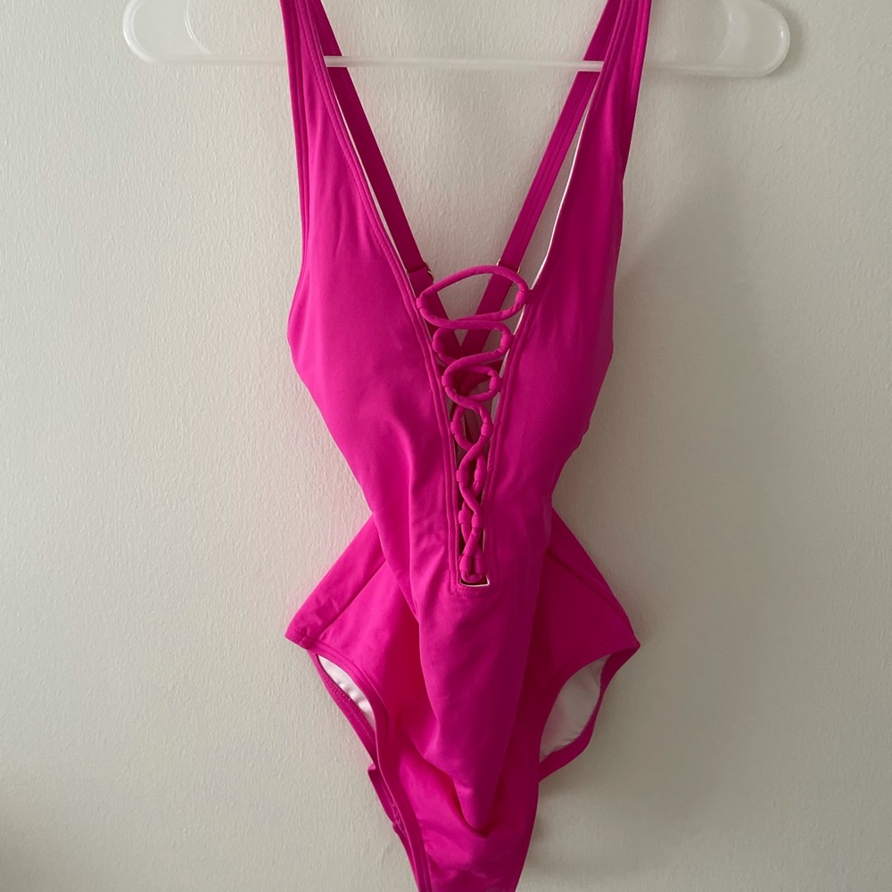 Michael Kors Lace Up One Piece Swimsuit